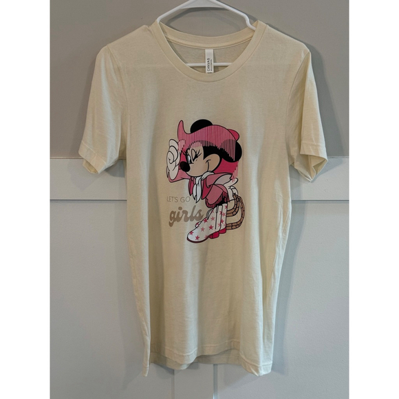 Women's Cream Minnie Mouse 'Let's Go Girls' Short Sleeve Tee S - Picture 2 of 5